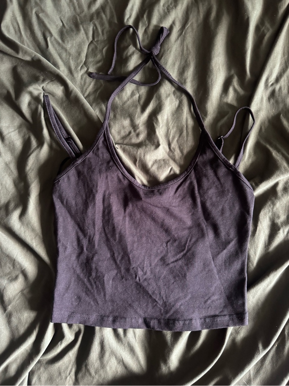 superdown Black Halter Tie-Back Crop Camisole